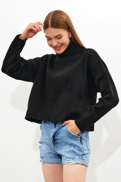 Oversized Solid Color Turtleneck Sweater - SKU: 1079