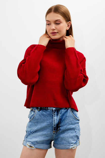 Oversized Solid Color Turtleneck Sweater - SKU: 1079