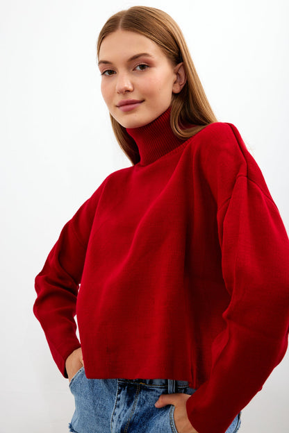 Oversized Solid Color Turtleneck Sweater - SKU: 1079