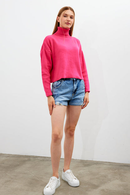 Oversized Solid Color Turtleneck Sweater - SKU: 1079