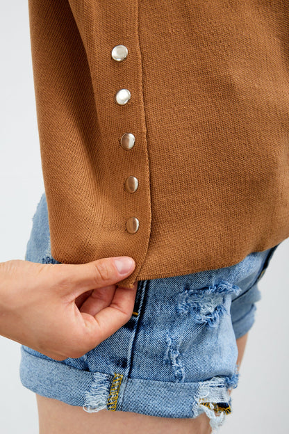 Mock Neck Knit Oversized Sweater Solid Color - SKU: 1306