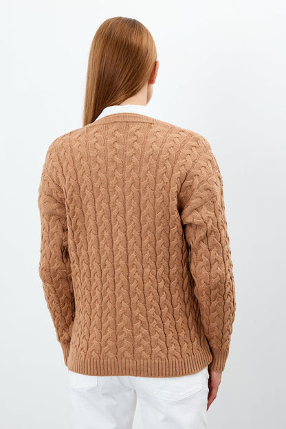 Solid Color Short Knit Cardigan Thick Knitted Details - SKU: 3790