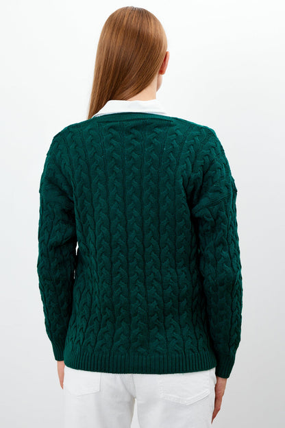 Solid Color Short Knit Cardigan Thick Knitted Details - SKU: 3790