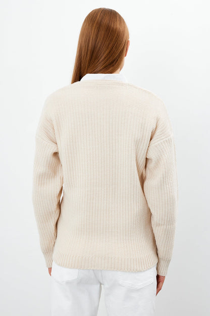 Mid Length Knit Cardigan Solid Color - SKU: 3740