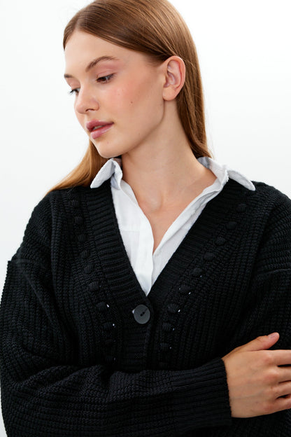 Mid Length Knit Cardigan Solid Color - SKU: 3740