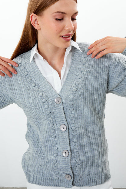 Mid Length Knit Cardigan Solid Color - SKU: 3740