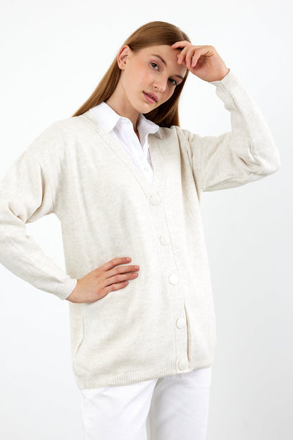 Solid Color Knit Cardigan Mid Length - SKU: 1254
