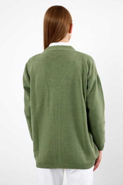 Solid Color Knit Cardigan Mid Length - SKU: 1254