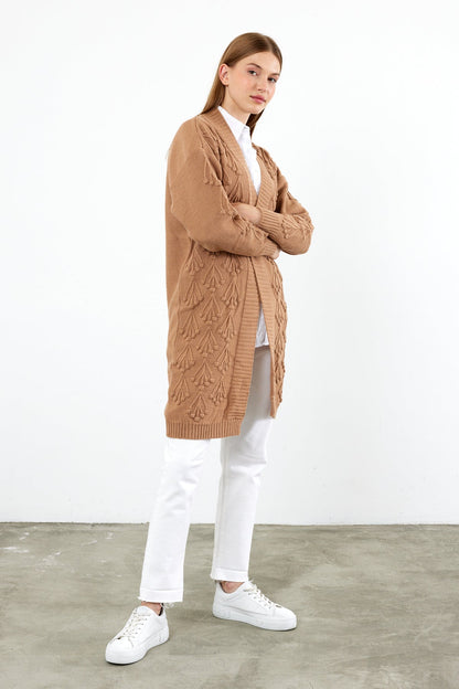 Mid Length Knit Cardigan Detailed- SKU: 3720