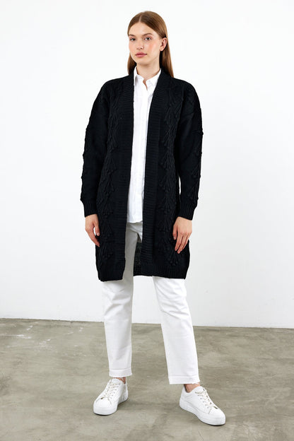 Mid Length Knit Cardigan Detailed- SKU: 3720