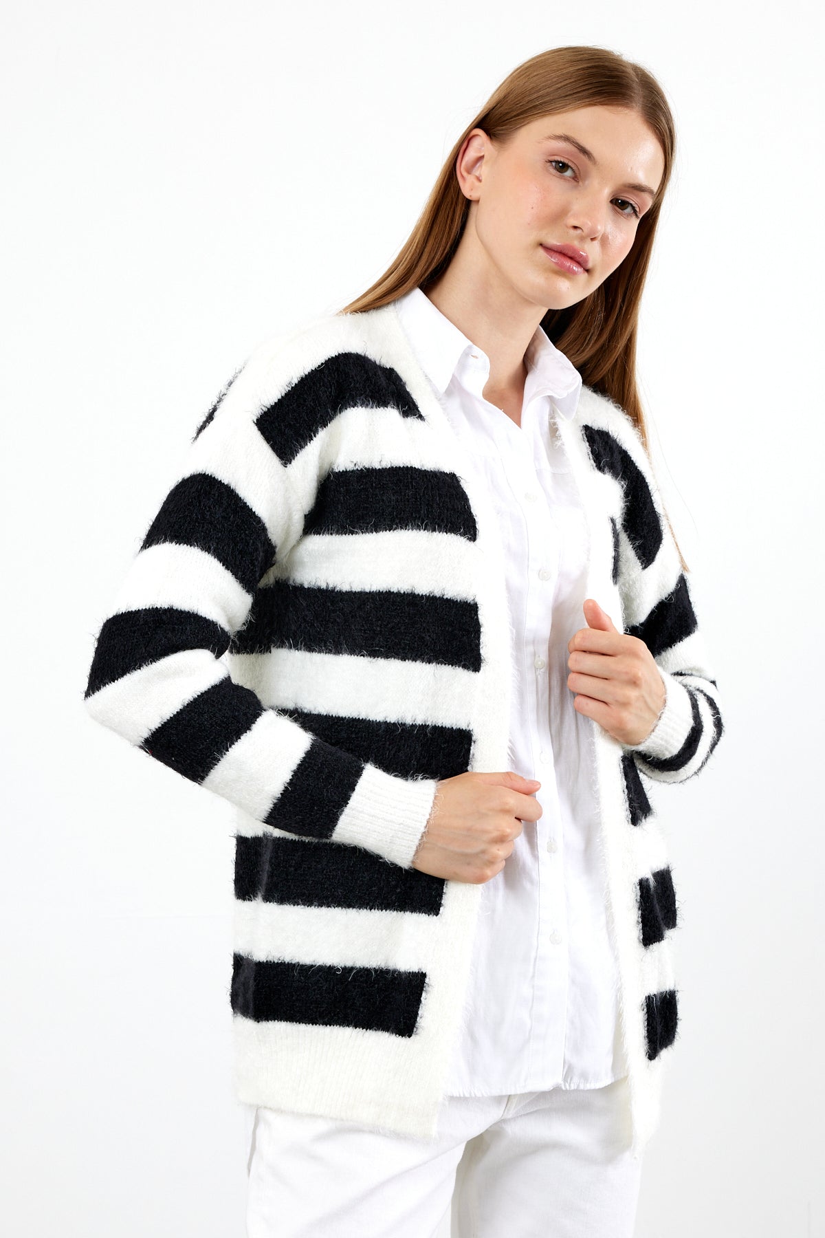 Oversized Striped Softy Cardigan - SKU: 1234